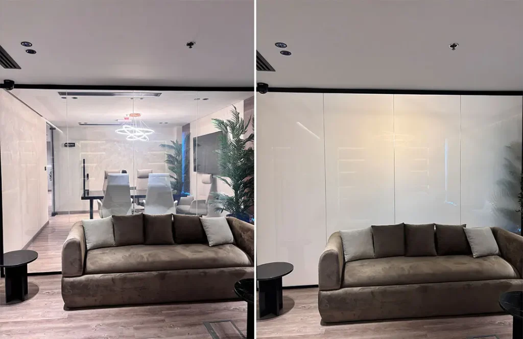 Smart glass film installation for an Arena Construction project in the UAE